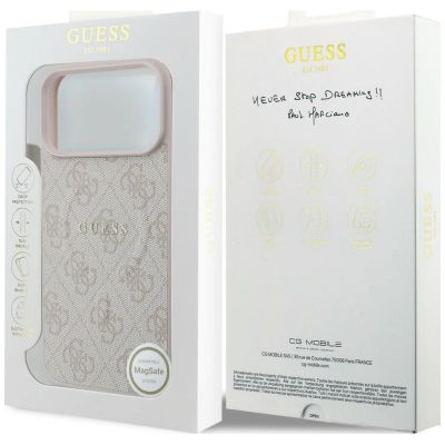 8. Guess Embossed 4G Ring Classic MagSafe Hülle für iPhone 18 Pro / 17 Pro – Rosa