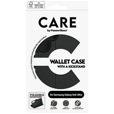 5. CARE by PanzerGlass Feature Wallet Kickstand Case für Samsung Galaxy S25 Ultra - Schwarz