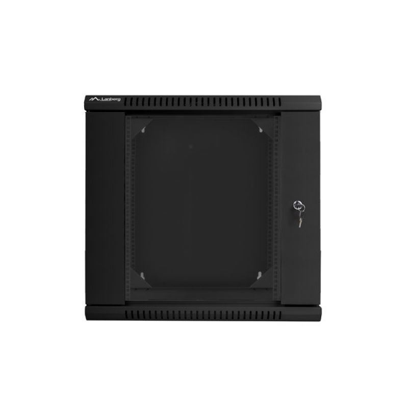 Zweiteiliger wandmontierter 19-Zoll-Rackschrank 12U 600x600, schwarz, Lanberg (Flatpack)