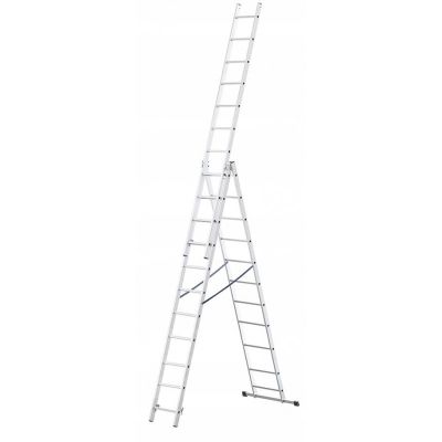 AWTOOLS Aluminiumleiter 3x14 Stufen 150kg, geeignet für Treppen