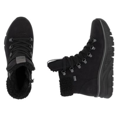 46. Wasserdichte, gefütterte Damen-Trekkingschuhe in Schwarz Rieker 48034-00