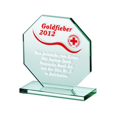9. Gravierte Glastrophäe + Farbfüllung