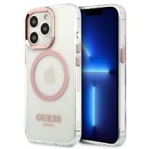 Guess Metal Outline MagSafe Hülle für iPhone 13 Pro / iPhone 13 – Pink