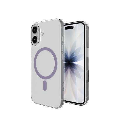 4. Puro Lite Mag TPU+PC-Hülle kompatibel mit MagSafe für iPhone 17 – Transparent mit rosa Ring