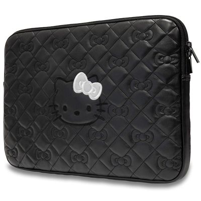 2. Hello Kitty Zip PU Quilted Bows-Tasche für einen 14-Zoll-Laptop – Schwarz