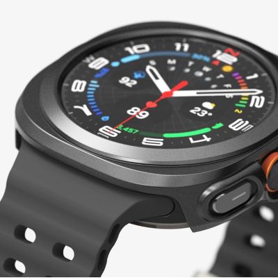 3. Ringke Slim & Tempered Glass Case + Glas-Set für Samsung Galaxy Watch Ultra 47 mm – Schwarz