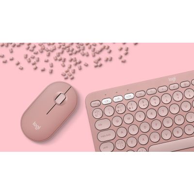 9. Logitech Pebble 2 Combo Tastatur und Maus (universell, kabellos per Funk + Bluetooth, QWERTZ-Tastatur, amerikanische und internationale Tastatur, Pink)