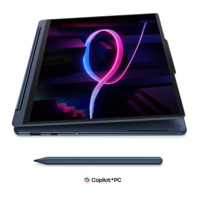 4. Lenovo Yoga 9i 2-in-1 Aura Edition 14IPH11 Ultra 7 355 14" 2.8K OLED 500 Nits glänzend 32 GB LPDDR5X-7467 SSD 512 GB Intel Graphics WiFi 7 + BT Kamera 5,0 MP + IR 70 Wh Windows 11 Cosmic Blue