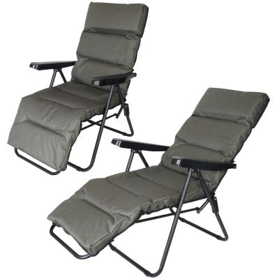 18. Gartensessel mit Fußstütze 57x83x106cm Grau-Grün