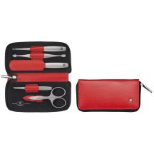 Zwilling Twinox Reiseset – Rotes Lederetui, 5-teilig – Rot