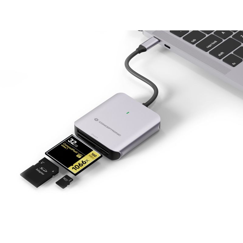 3. Conceptronic BIAN09G USB 3.2 Gen 2 Typ-C Kartenleser Grau