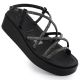7. Damen-Keilsandalen im römischen Stil mit Zirkonia, schwarz, Filippo DS6898