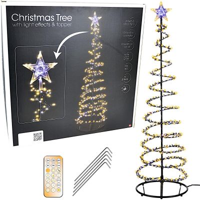 Dekorativer Weihnachtsbaum mit 756 LEDs und Wasserfalleffekt, 210 cm, Schwarz