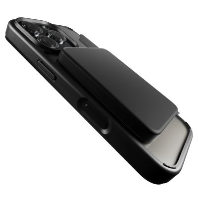 6. Puro Book Mag MagSafe Lederhülle mit Flip und Kartensteckplatz für iPhone 16 Pro – Schwarz