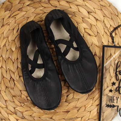 13. Jr Nazo Tanz-Ballettschuhe aus schwarzem Leder mit Gummibändern