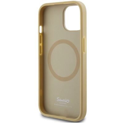 7. Hello Kitty Kitty Head MagSafe-Hülle aus Leder für iPhone 15 – Gold