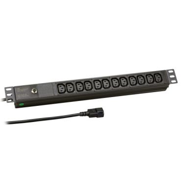 EFB Elektronik EK631CC.1 PDU Stromverteilereinheit mit 12 Netzwerkdosen, 1 HE, Schwarz