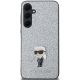 3. Karl Lagerfeld Fixed Glitter Ikonik Logo Metal Pin Hülle für Samsung Galaxy A35 – Silber