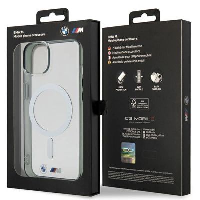 8. BMW BMHMP14SHCRS iPhone 14 6.1" Hülle transparent Hardcase Silver Ring MagSafe