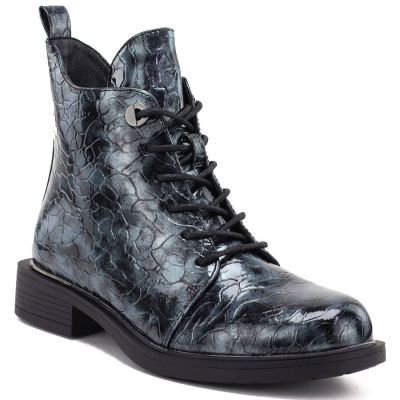 Damen-Ankle-Boots aus Lackleder, grau, S.Barski HY62-8140