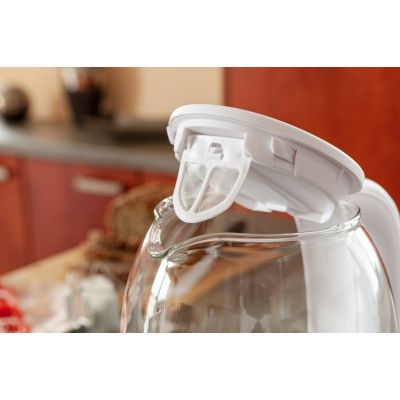 4. ELDOM LUMI Wasserkocher aus Glas, Fassungsvermögen 1,7 l, normale Wassertemperatur, 2200 W, Weiß C510B