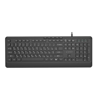 GEMBIRD Kabelgebundene Multimedia-Tastatur, schlank, 5 Tasten mit Hotkeys, russisches Layout, schwarz