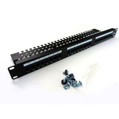 5. Patchpanel 19" DIGITUS DN-91524U-EC 24xRJ45 U/UTP k.5e 1U schwarze Führung