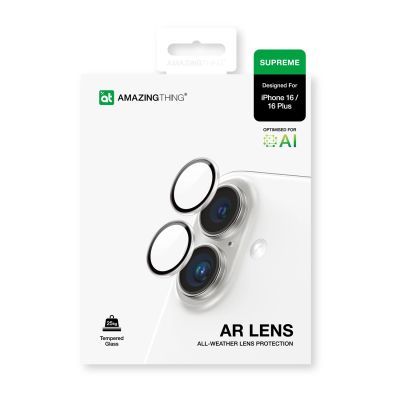4. AmazingThing AR 2 Linsenglas Vollklares gehärtetes Glas für iPhone 16 / 16 Plus - Transparent