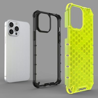 6. Honeycomb Handyhülle Schutzhülle mit TPU Rahmen für iPhone 13 Pro Max blau