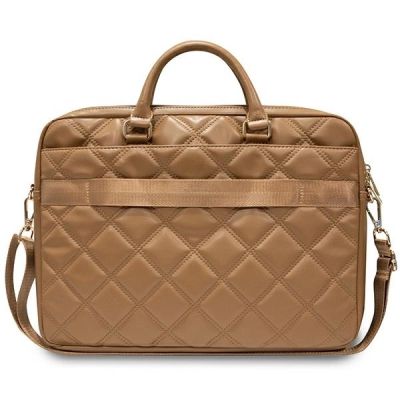 3. Guess Quilted 4G-Tasche für einen 16-Zoll-Laptop – braun