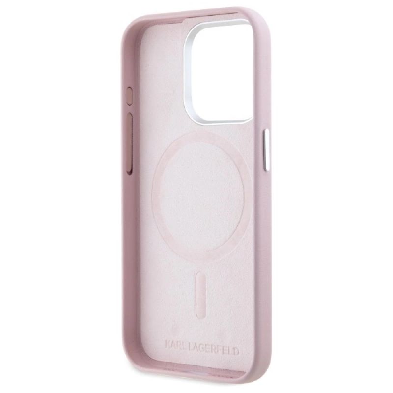 7. Karl Lagerfeld FW Metal Plate MagSafe Hülle für iPhone 15 Pro Max – Rosa