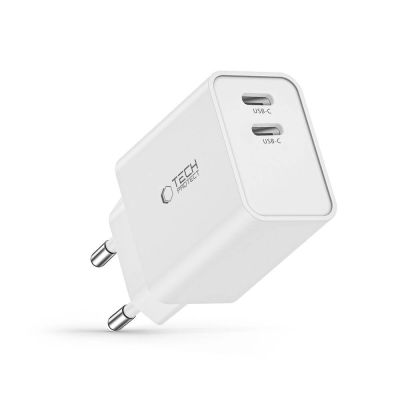 6. Tech-Protect C35W Netzladegerät 2x USB-C PD 35W - Weiß