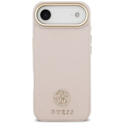 3. Guess MagSafe iPhone Air Hülle mit Strass-Logo und genarbter Oberfläche – Rosa