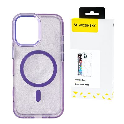 Wozinsky Glitter Case MagSafe für Samsung Galaxy S24 FE - Lila mit Glitzer