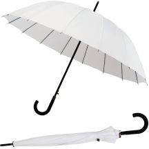 LANGER HALBAUTOMATISCHER REGENSCHIRM MIT 16 STREBEN, WEISS, SEMI LINE