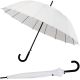 LANGER HALBAUTOMATISCHER REGENSCHIRM MIT 16 STREBEN, WEISS, SEMI LINE