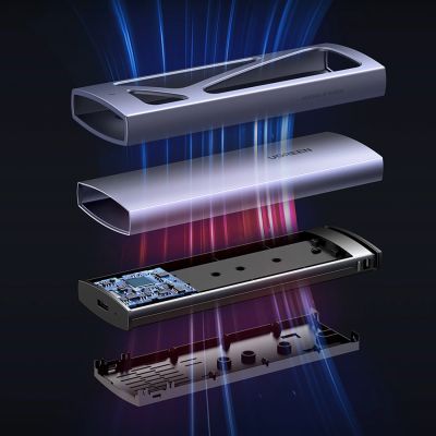 10. Ugreen CM578 15512 Gehäuse für M.2 NVMe 10 Gbit/s Laufwerk – Schwarz + USB-C/USB-A-Kabel + USB-C/USB-C-Kabel