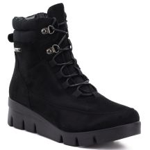 Schwarze Wildleder-Keilstiefeletten für Damen, M.Daszyński MR23109A-3