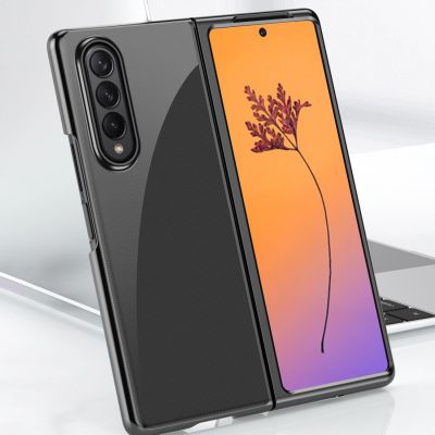 9. Plating Case Hülle für Samsung Galaxy Z Fold 4 Hülle mit metallischem Rahmen blau