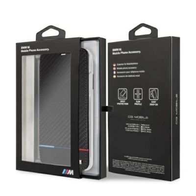 6. BMW Carbon Tricolor Stripe iPhone XS Max Hülle - Schwarz