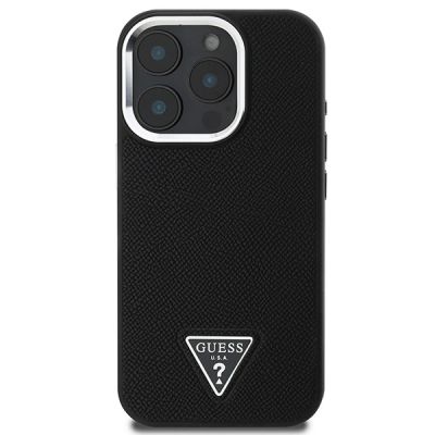 3. Guess Grained Triangle MagSafe-Hülle für iPhone 16 Pro – Schwarz