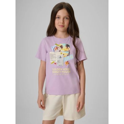 Mädchen-T-Shirt mit Aufdruck, regulär, Größe 4F 4FJRAW26TTSHF4326-052S