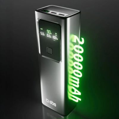 2. Powerbank SBS 20000mAh PD 100W mit LCD-Display - grau