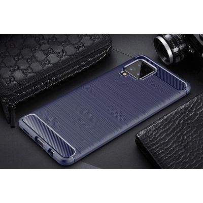 3. Carbon Case Flexibel Handyhülle TPU Schutzhülle für Samsung Galaxy A42 5G blau