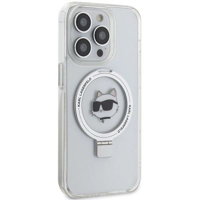 4. Karl Lagerfeld KLHMP15LHMRSCHH iPhone 15 Pro 6,1" weiß/weiß Hardcase Ring Stand Choupette Head MagSafe