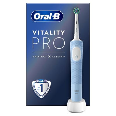 Oral-B Vitality Pro Zahnbürste für Erwachsene mit rotierender und pulsierender Bürste, Grau/Weiß