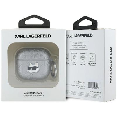 3. Karl Lagerfeld Monogramm Choupette Head Case für AirPods 4 - Silber
