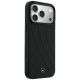 4. Mercedes Lederhülle mit gekreuzten Linien und MagSafe-Design für iPhone 17 Pro Max / 18 Pro Max – Schwarz