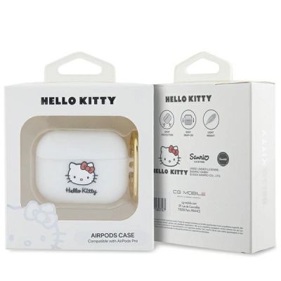 3. Hello Kitty Silikon 3D Kitty Head Hülle für AirPods Pro – weiß