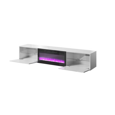2. SLIDE 200K TV-Schrank mit Elektrokamin, 200 x 40 x 37 mm (H), komplett in Weiß Hochglanz